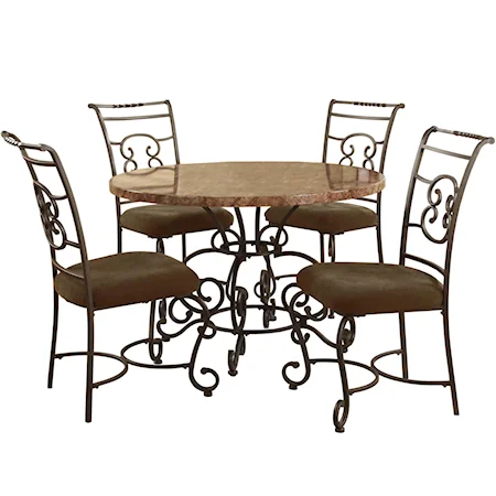 5 Piece Quarry Dining Set with Faux Marble Top